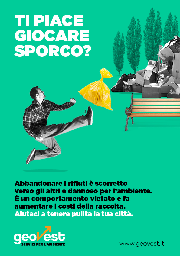 Ti piace giocare sporco? Manifesto Campagna abbandoni