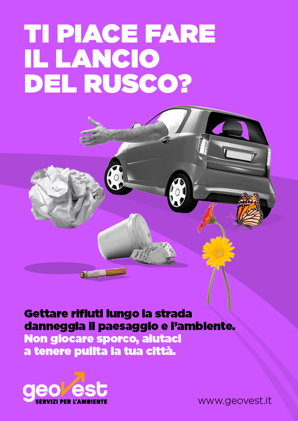 Ti piace fare il lancio del rusco? Manifesto Campagna abbandoni